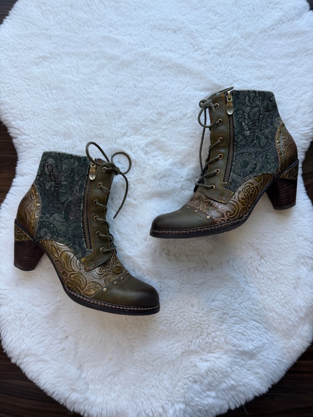 L’artiste Spring Step Avyanna Cap Toe Bootie Olive Green size EU 40/US 9 - Picture 16 of 16